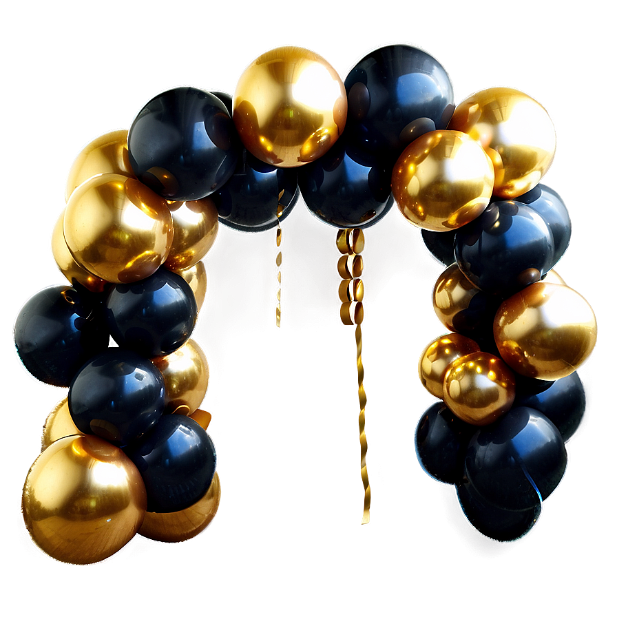 Black Gold Balloon Garland Png 06132024