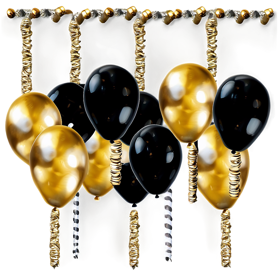 Black Gold Balloon Garland Png 34