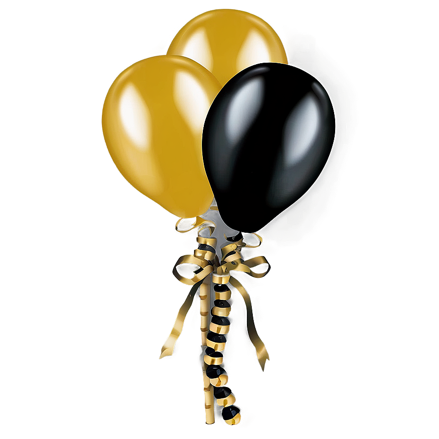 Black Gold New Year Balloons Png 06132024