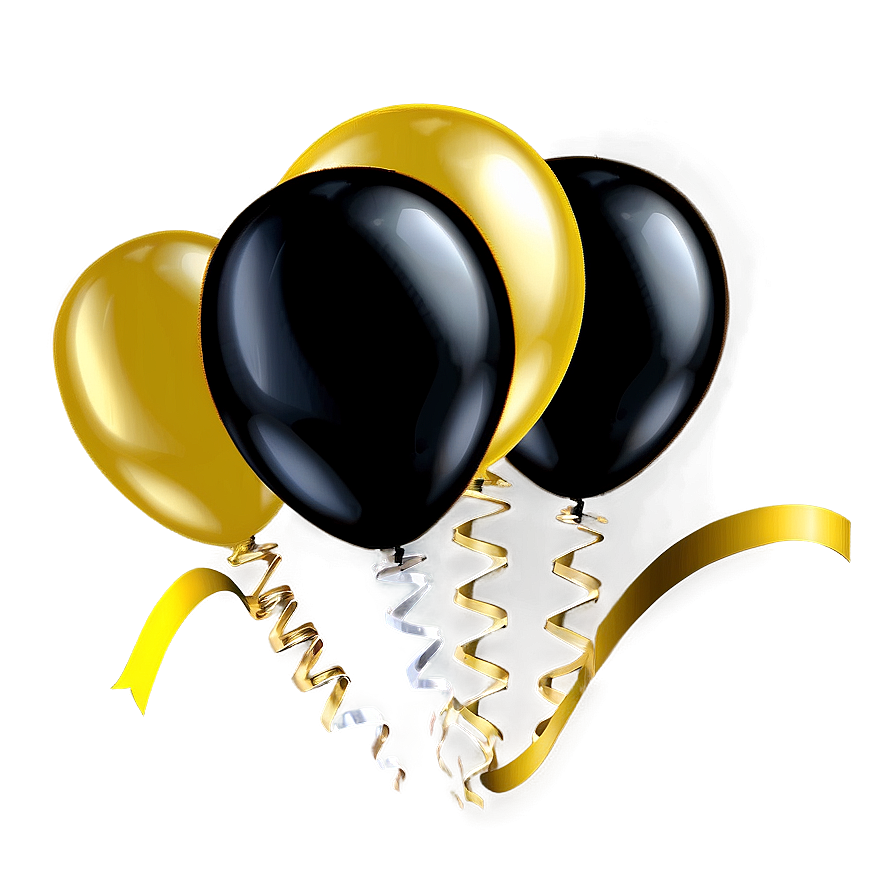 Black Gold New Year Balloons Png 74