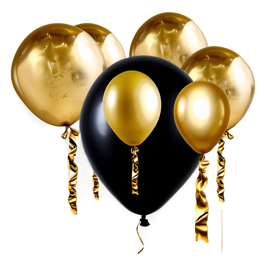 Black Gold Themed Balloons Png 79