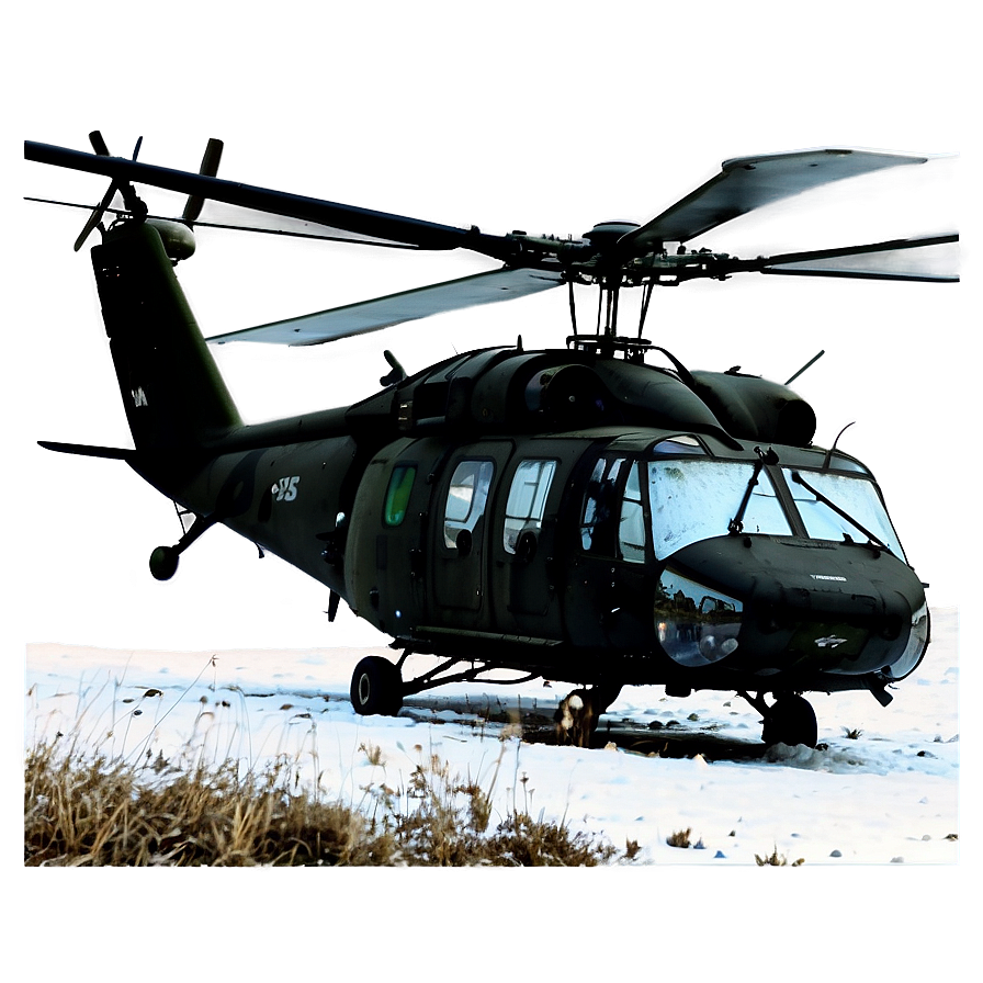 Black Hawk Helicopter In Snow Png Gfx