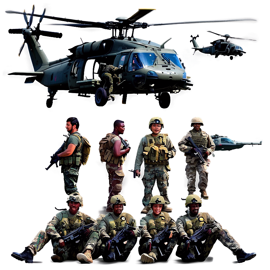 Black Hawk Helicopter With Soldiers Png Lpm39