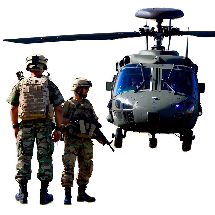 Black Hawk Helicopter With Soldiers Png Lro