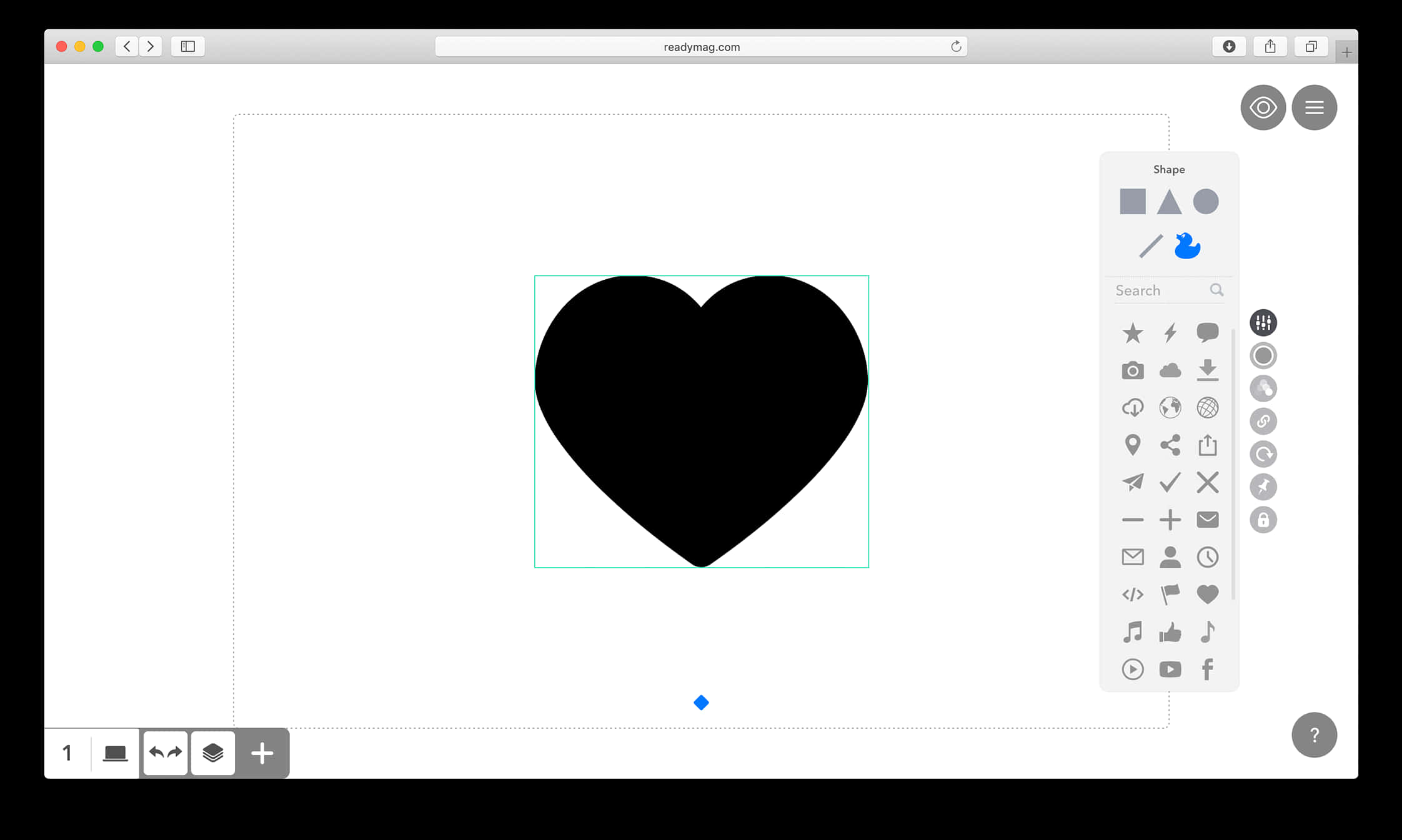 Black Heart Shape Graphic Design Tool Screenshot