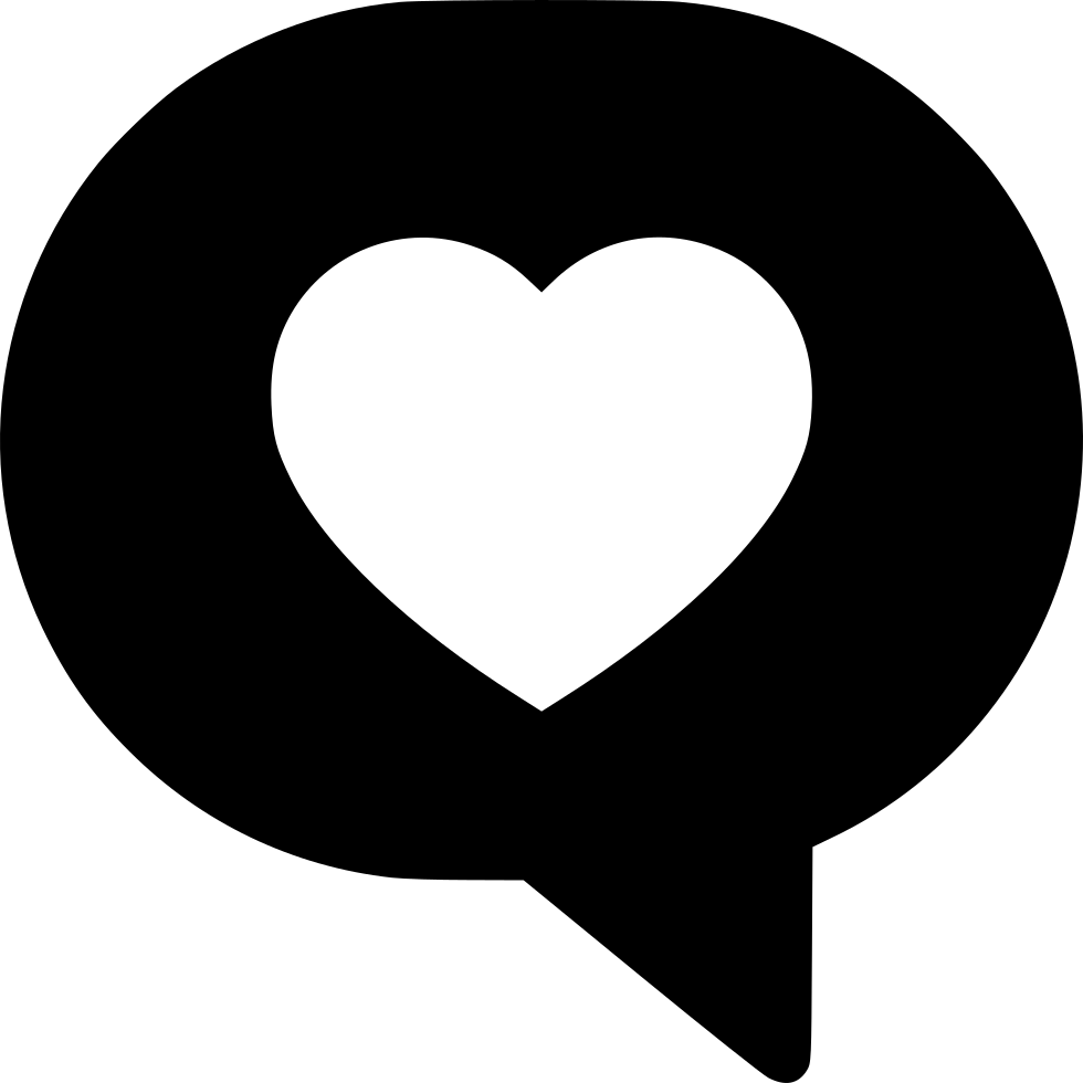 Black Heart Speech Bubble Icon