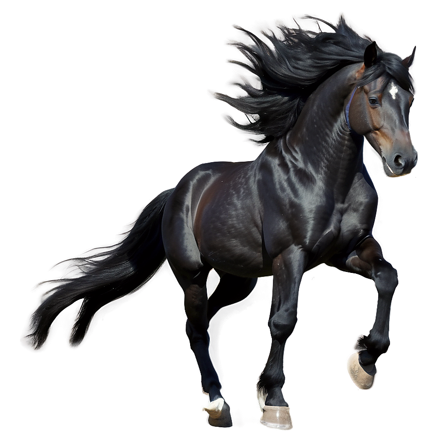 Black Horse With Flowing Mane Png 06262024