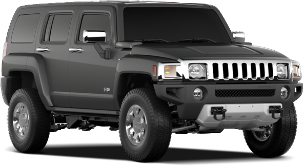 Black Hummer H2 S U V Side View