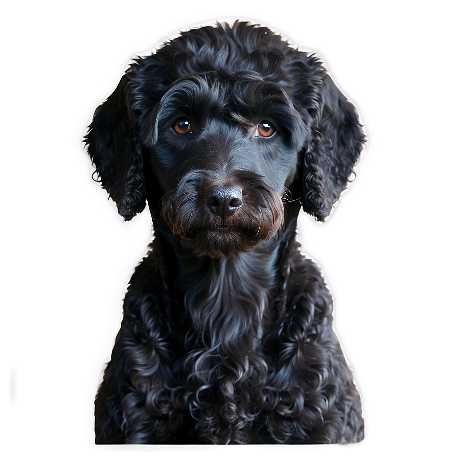 Black Labradoodle Portrait Png Chj