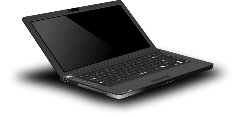 Black Laptop Isolatedon Dark Background