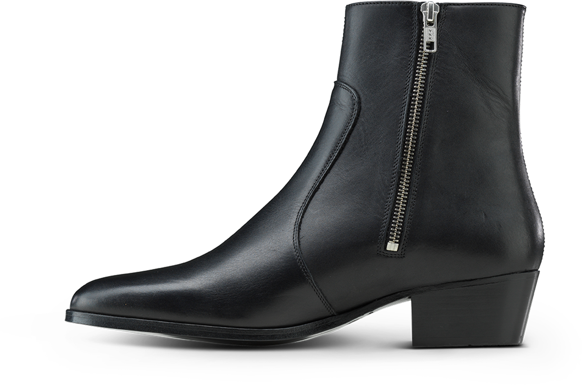 Black Leather Ankle Boot With Zipper