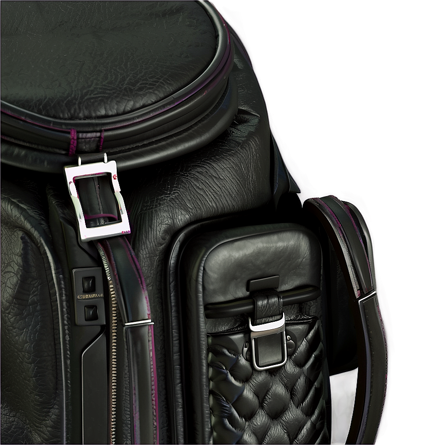 Black Leather Backpack Png 06252024