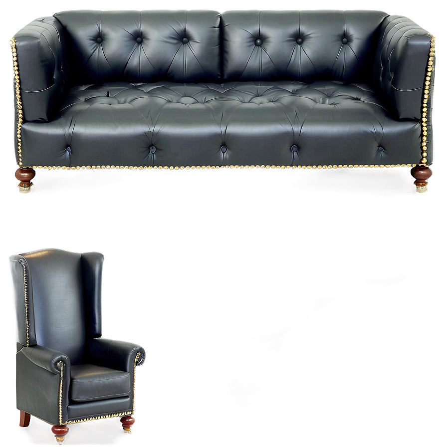 Black Leather Couch Png 06252024