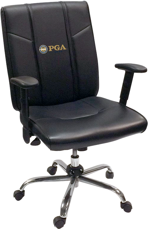 Black Leather Office Chair P G A Logo