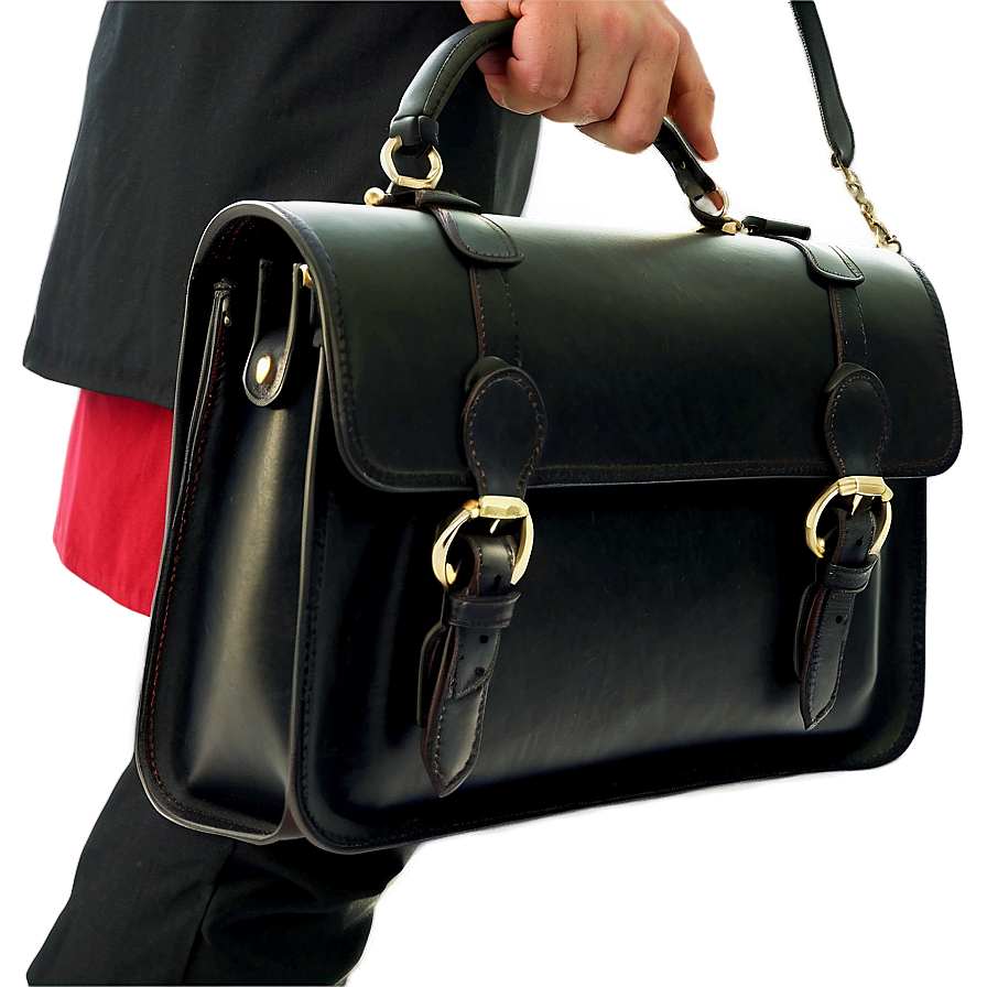 Black Leather Satchel Png Phe20