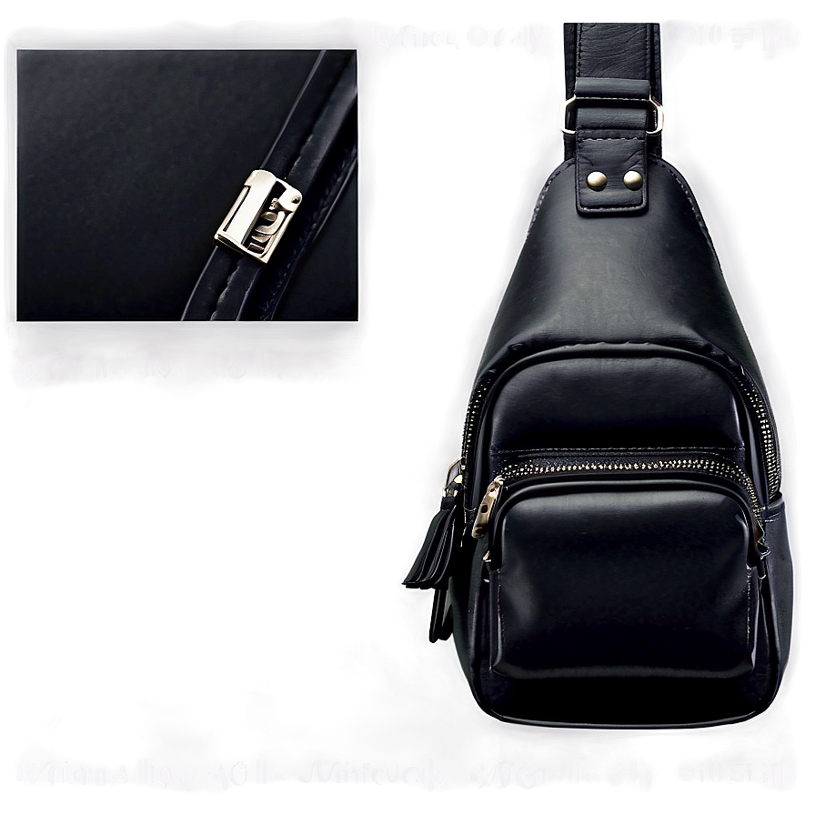 Black Leather Sling Bag Png 12