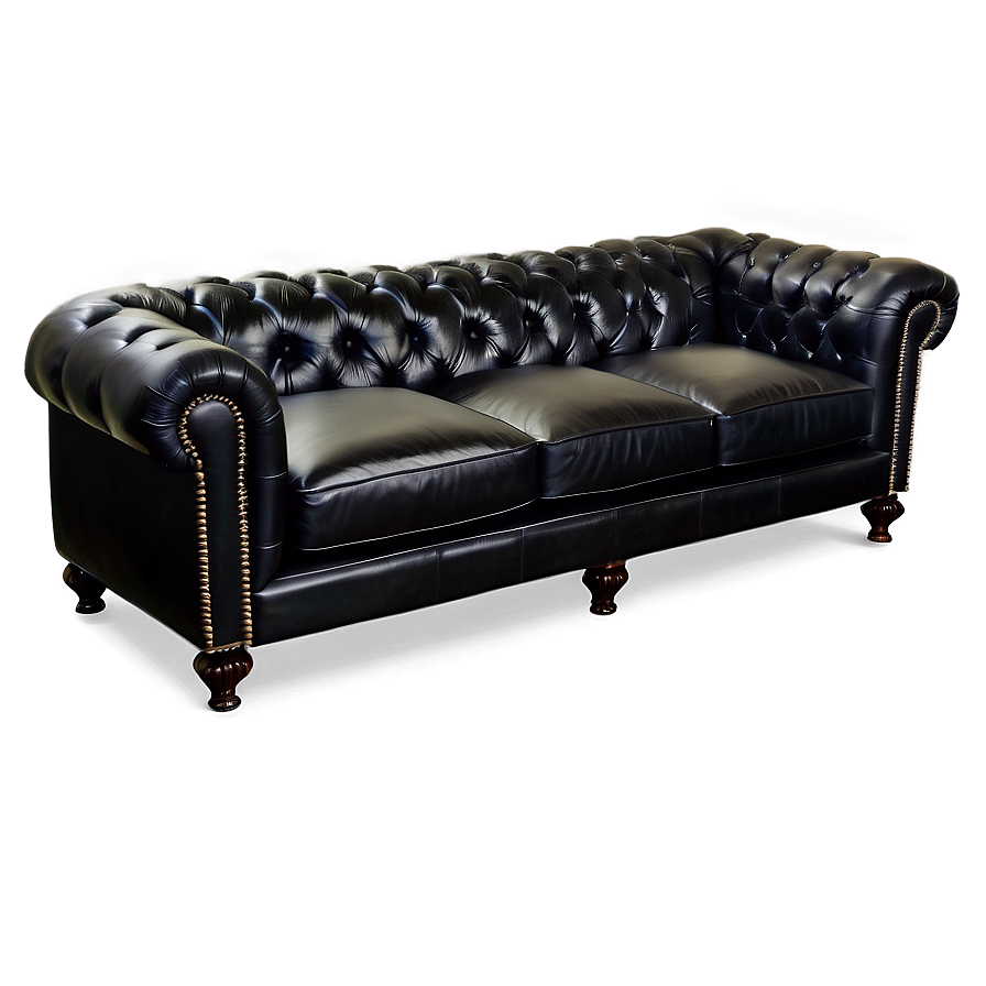 Black Leather Sofa Png 06252024