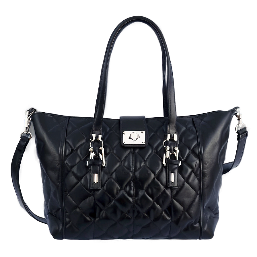 Black Leather Tote Bag Png 06252024