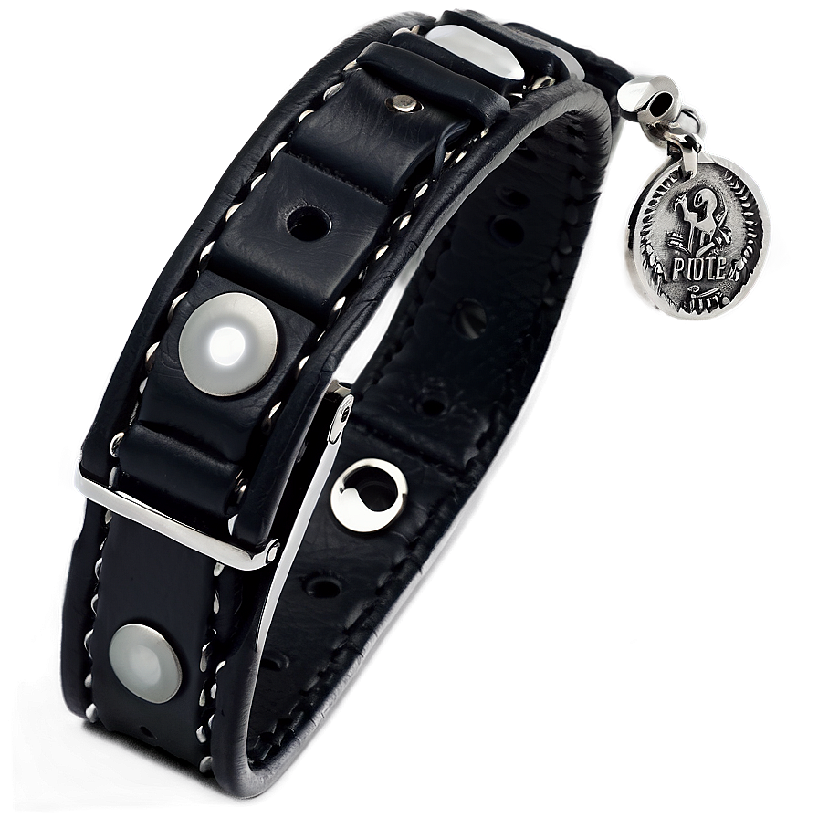 Black Leather Wristband Png Rbn