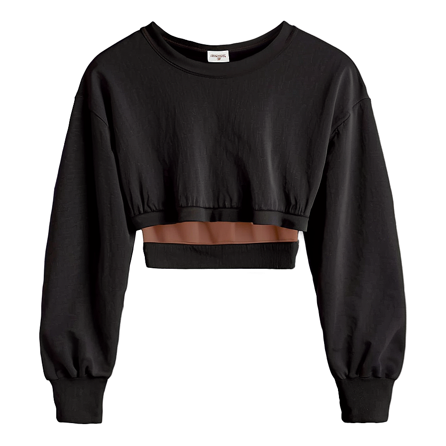 Black Long Sleeve Crop Top Png Pcu