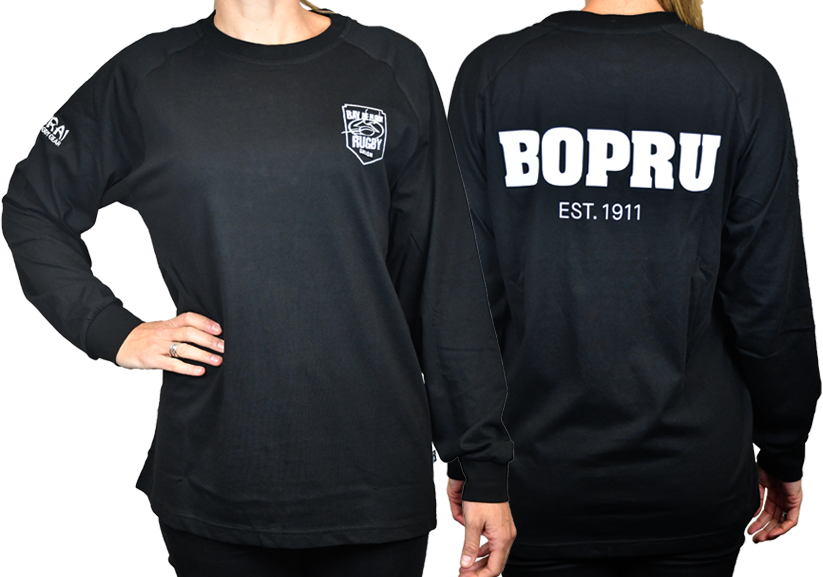 Black Long Sleeve Rugby Shirt B O P R U