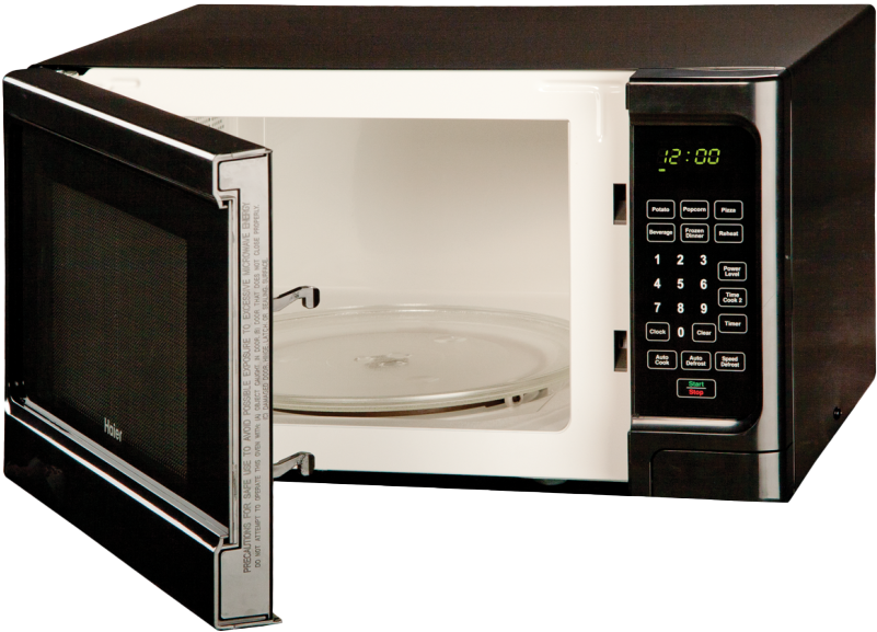 Black Microwave Oven Open Door