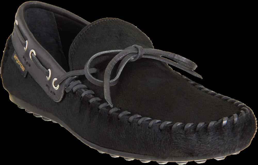 Black Moccasin Shoe Side View