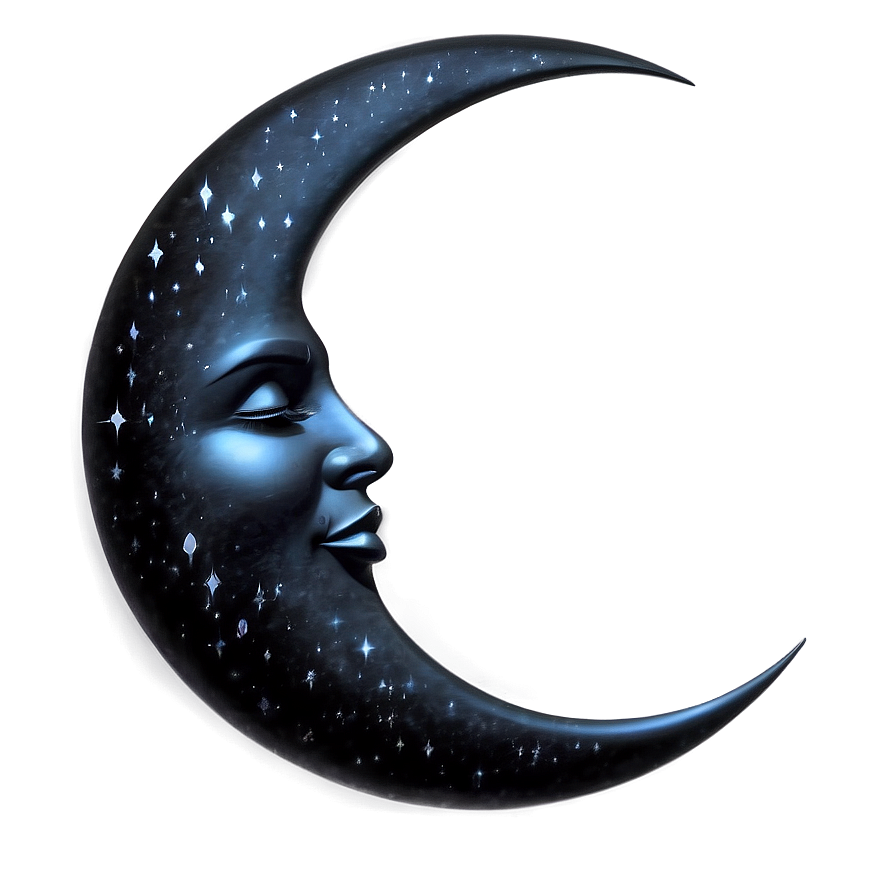 Black Moon And Stars Png 06252024