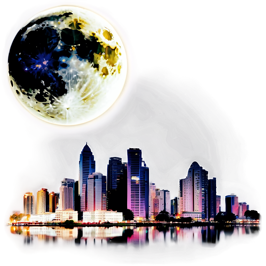 Black Moon Over City Png 5