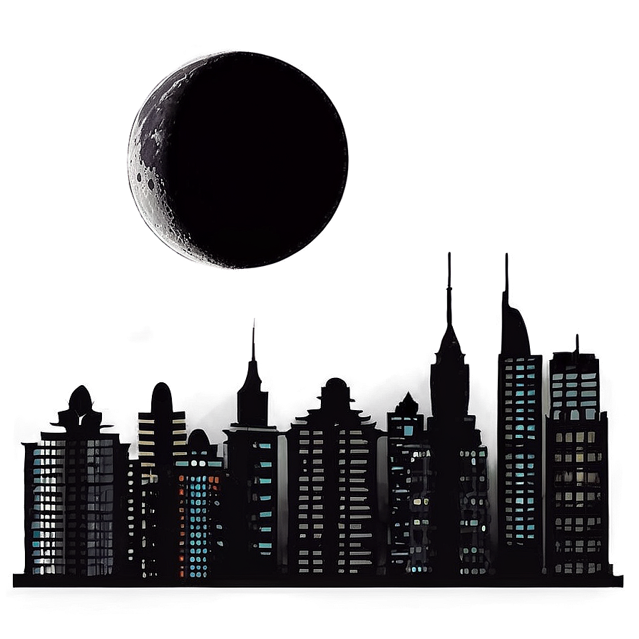 Black Moon Over City Png Rnq