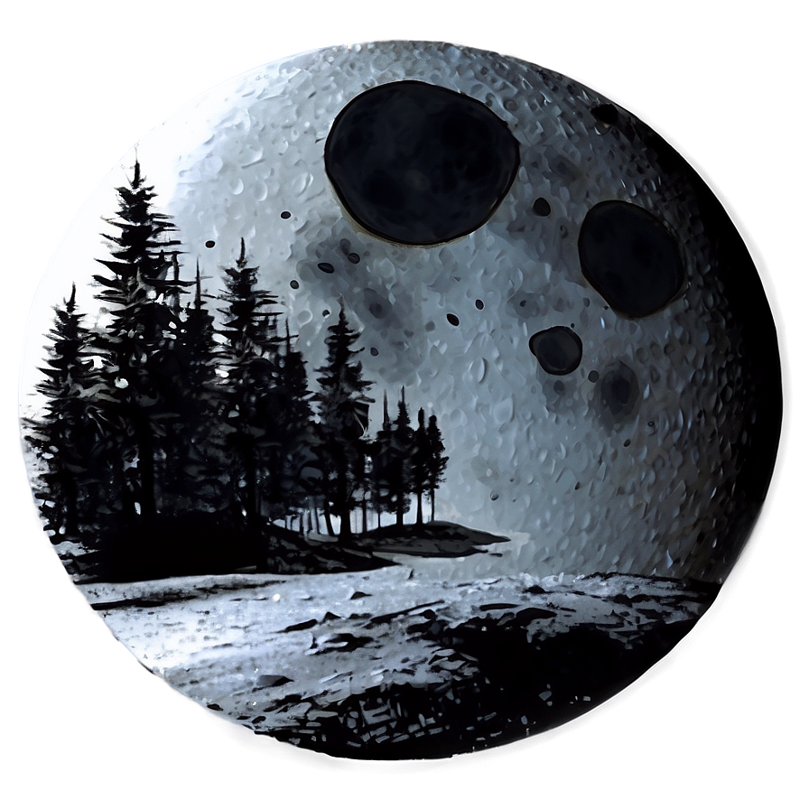 Black Moon Silhouette Landscape Png Sjw15