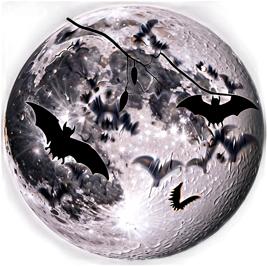 Black Moon With Bats Png Swh92