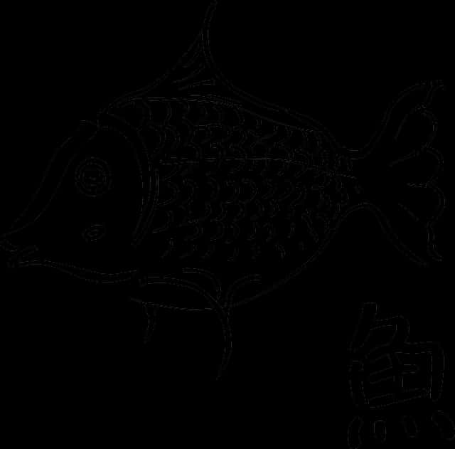 Black Outline Fish Illustration