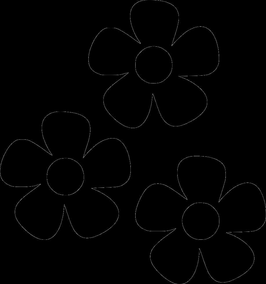 Black Outline Flowers Illustration