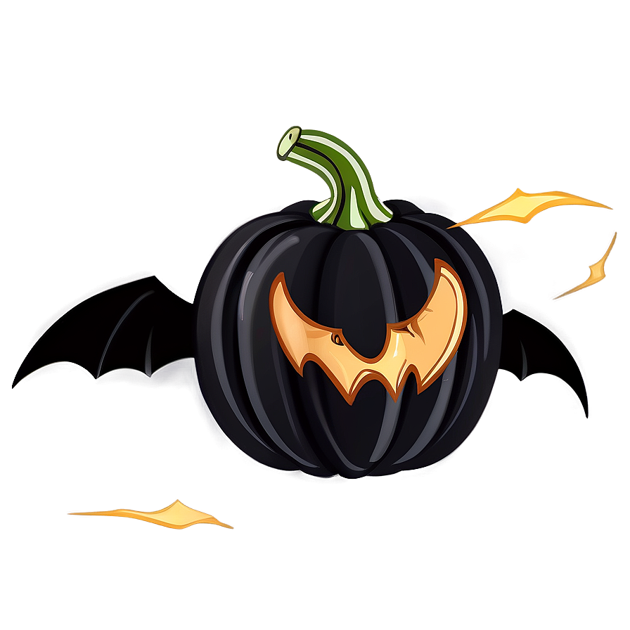 Black Pumpkin With Bats Png 18