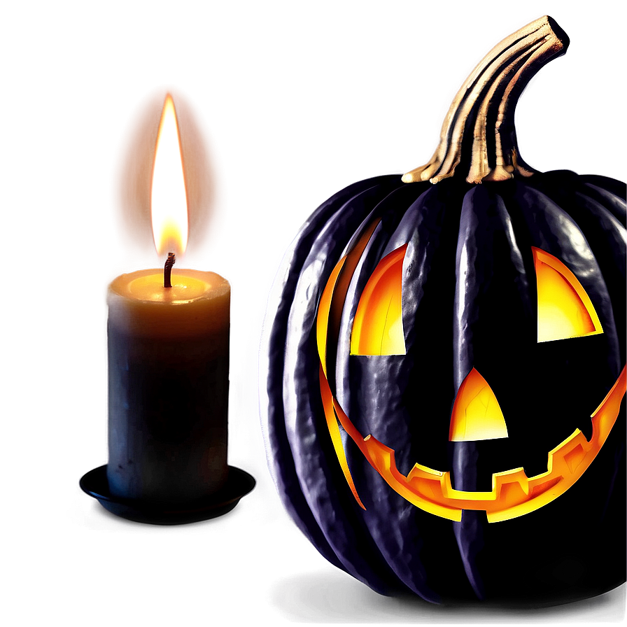 Black Pumpkin With Candle Png 40