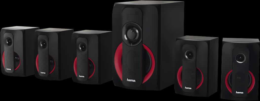 Black Red Surround Sound Speakers