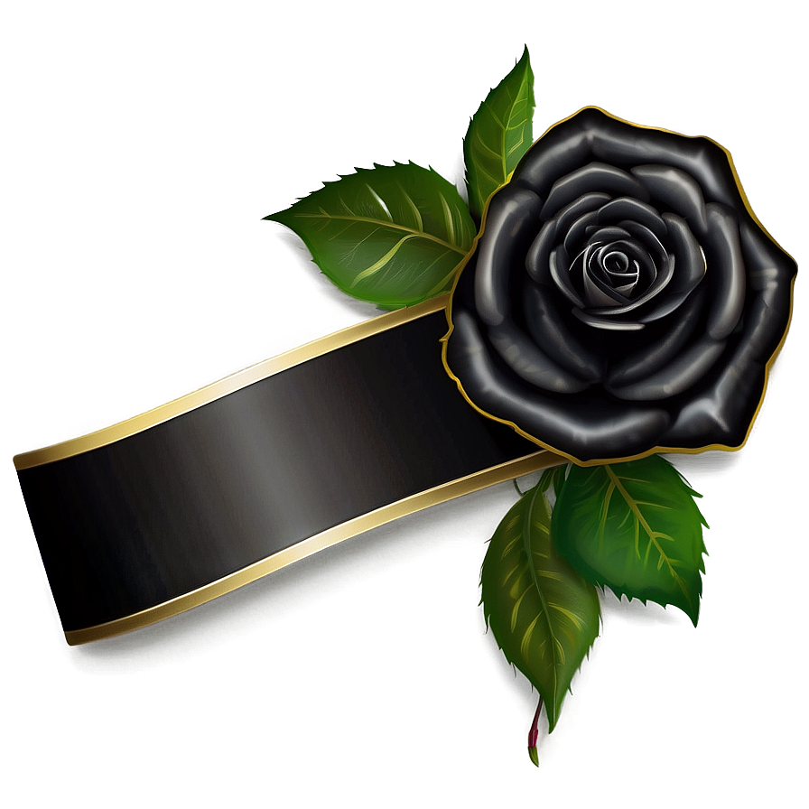 Black Roses With Ribbon Png Gtd89