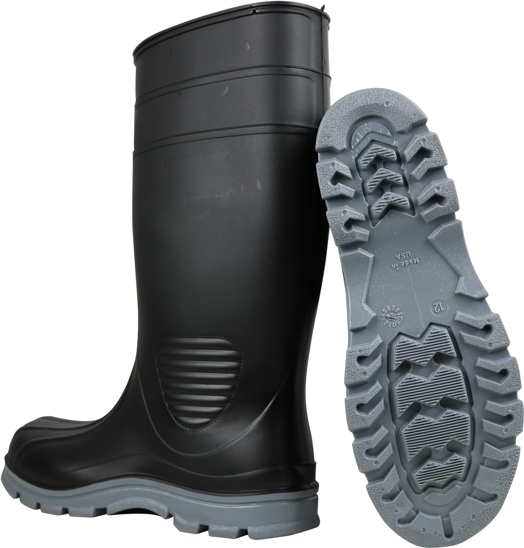 Black Rubber Bootwith Tread Sole