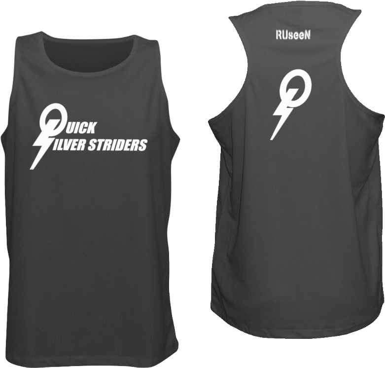 Black Running Singlet Quick Silver Striders Design