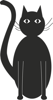 Black Silhouette Cat Illustration