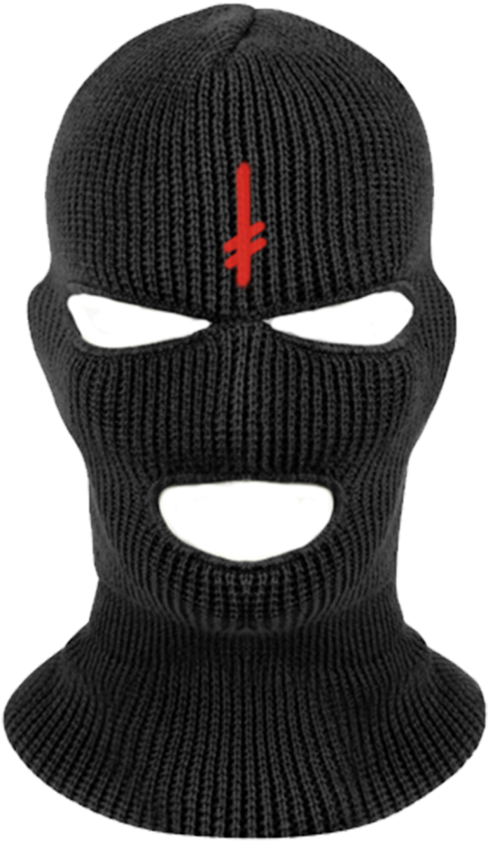 Black Ski Maskwith Red Symbol