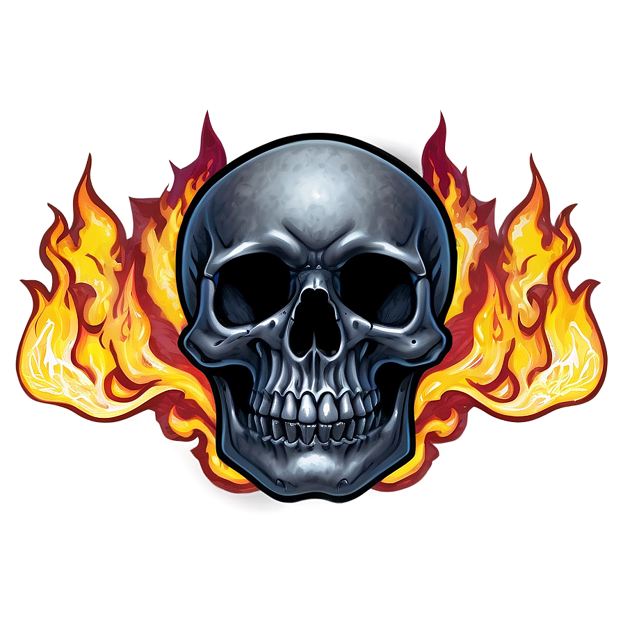 Black Skull On Fire Png Eas