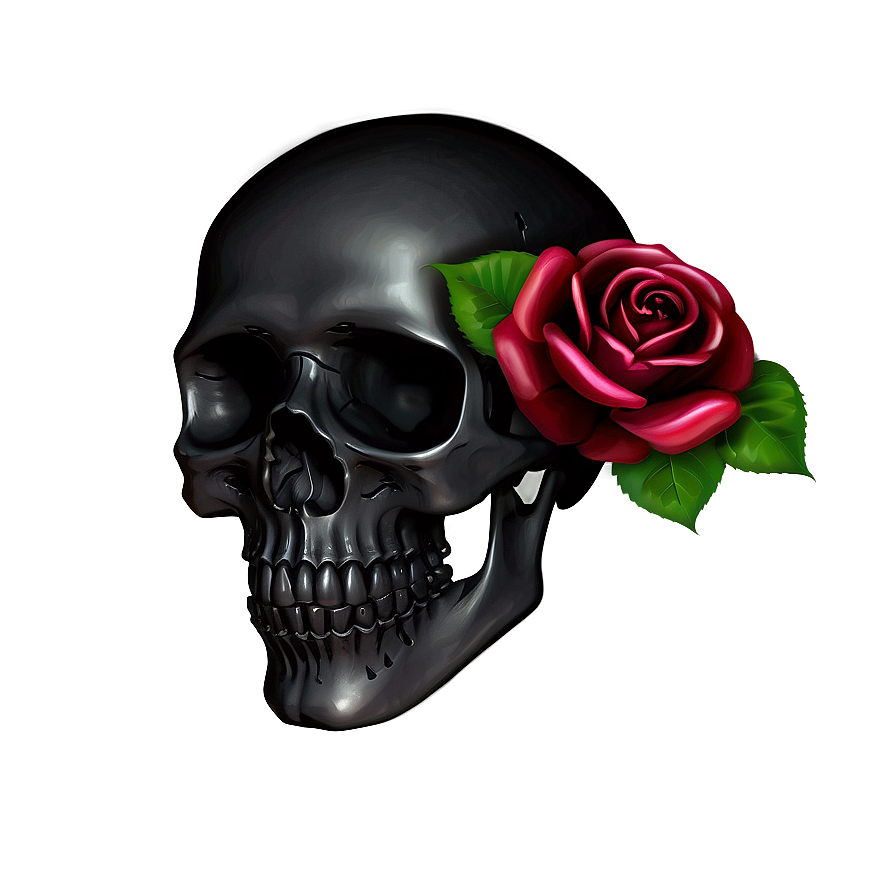 Black Skull With Roses Png Csm