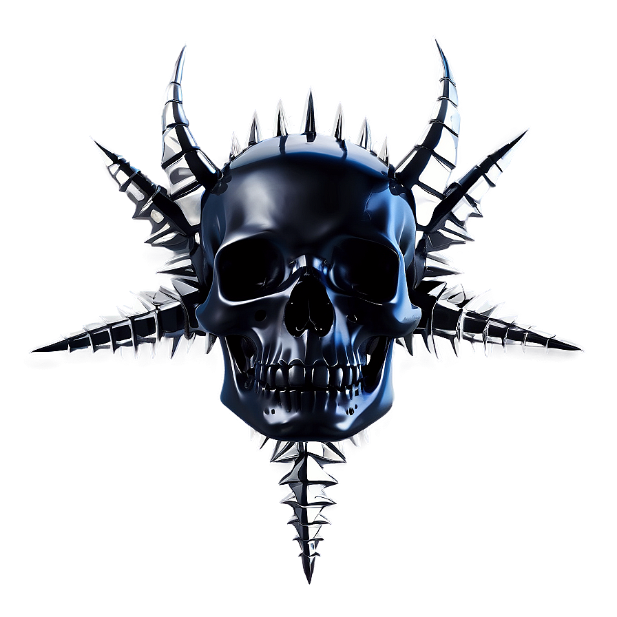 Black Skull With Spikes Png Wqx38