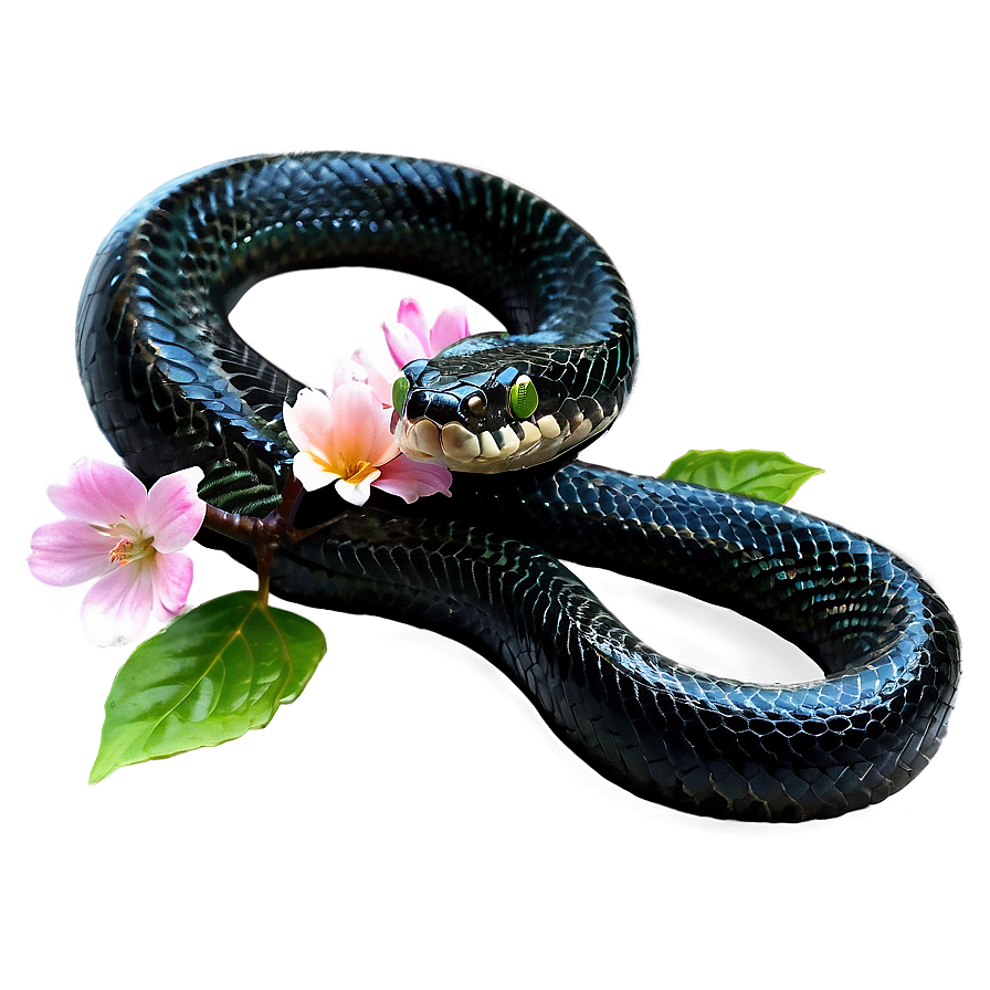 Black Snake With Flowers Png Jwn