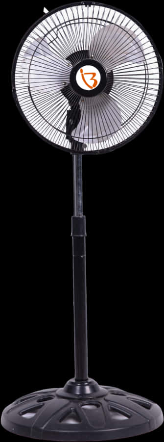 Black Standing Fan Isolatedon Black Background