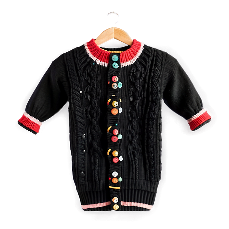 Black Sweater With Buttons Png 06132024