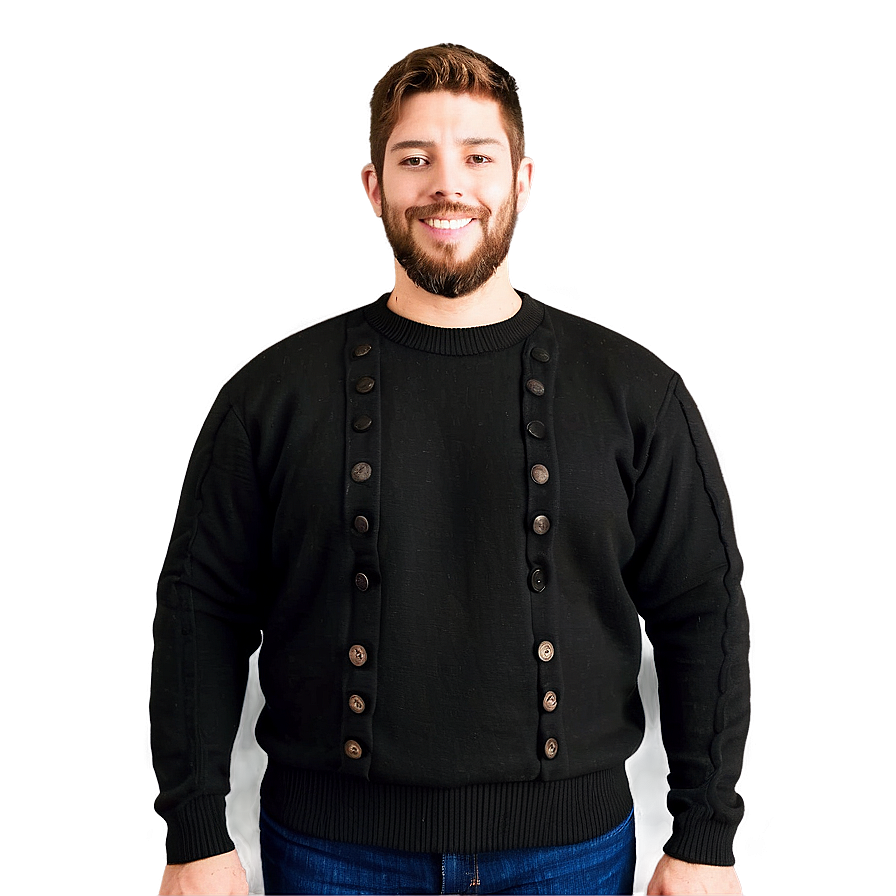 Black Sweater With Buttons Png 29