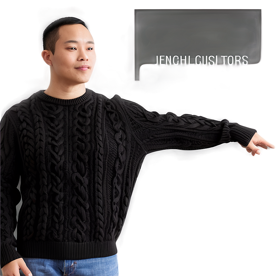 Black Sweater With Elbow Patches Png 21